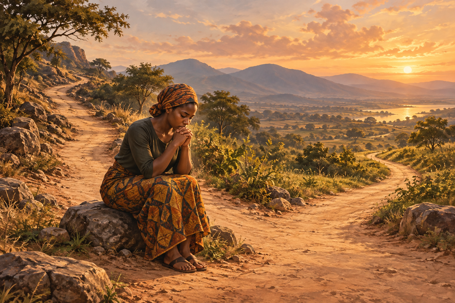 An East African believer praying for a heart focused on God.